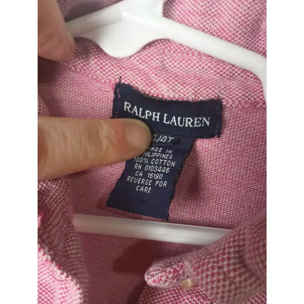 Ralph Lauren Toddler Girls Knit Dress Pink Long sleeve 4T‎ Preppy Oxford